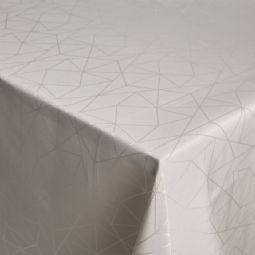 Borddug - Damask dug - Sandfarvet tekstildug - Jacquardvævet dug med geometrisk mønster - Eksklusiv festdug